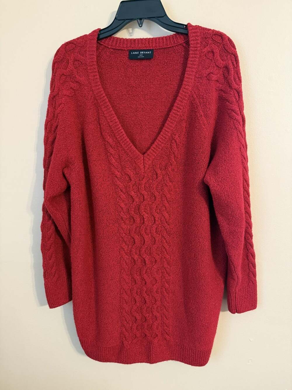 Lane Bryant Red Chunky Cableknit Sweater Size 18/20 Cozy Oversized Holiday